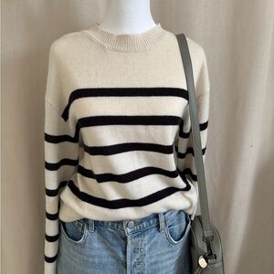 H&M Striped Cream and Black Sweater